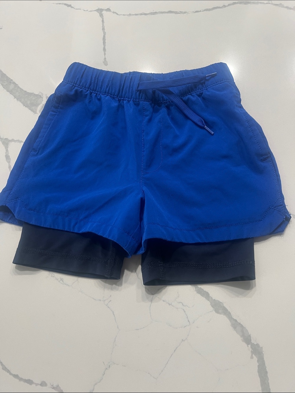 The Children's Place Royal Blue Layered Athletic Shorts with Navy Liner​